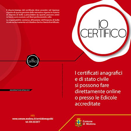 Io certifico 2018